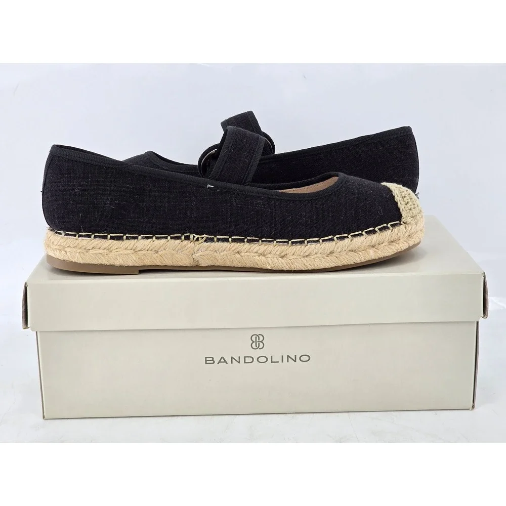 Bandolino Pannie2 Espadrille Flats Womens 8 Black Mary Jane Buckle - Excellent